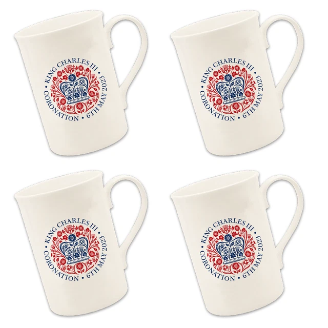 KING CHARLES III 3rd Coronation May 2023 Bone China Mugs Pack Of 4