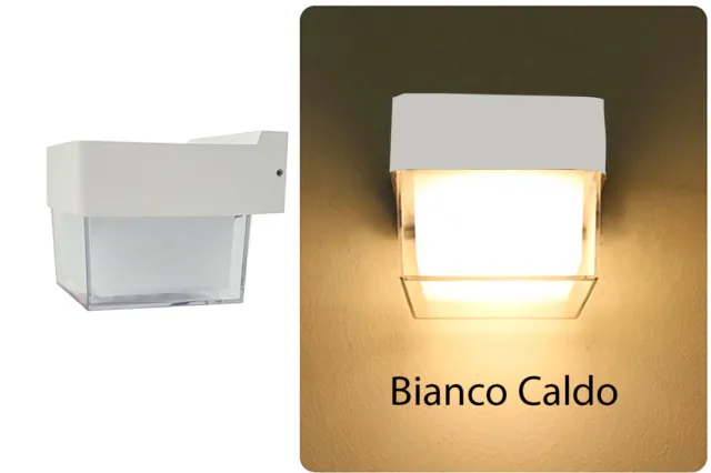 Applique lampada led da parete moderno 7w quadrato bianco luce calda 3000k