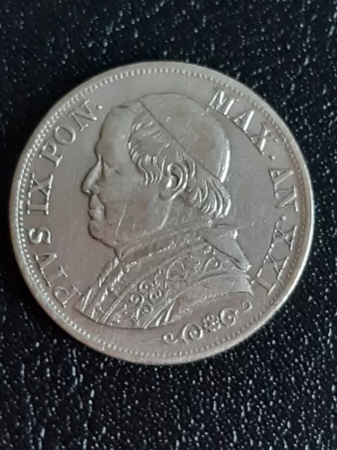 Silbermünze 1 Lira 1866 R Vatikanstaat Iralien Pius IX Pontoficio gute Erhaltung
