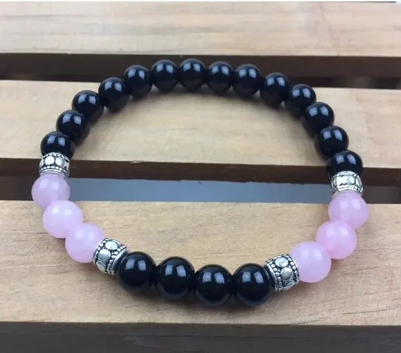 8mm obsidian rose quartz Bracelet men Meditation energy Lucky Chakas pray