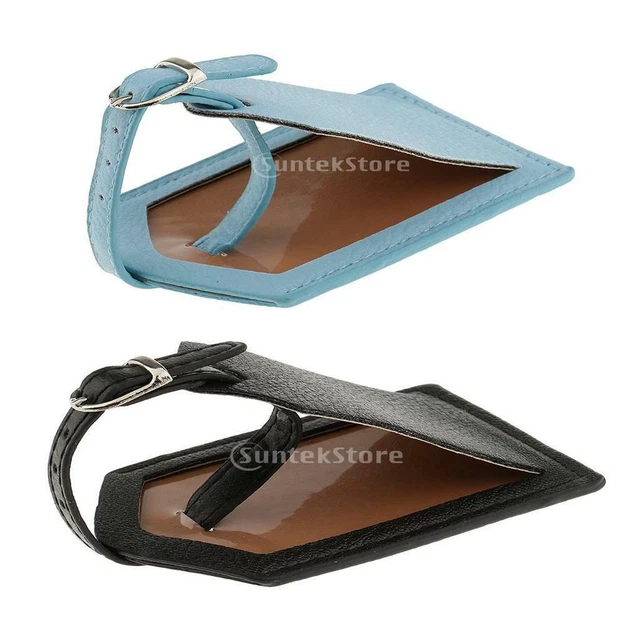 2 Pieces PU Leather Luggage Bag Tags 2 in 1 Set With Name Address ID Label for