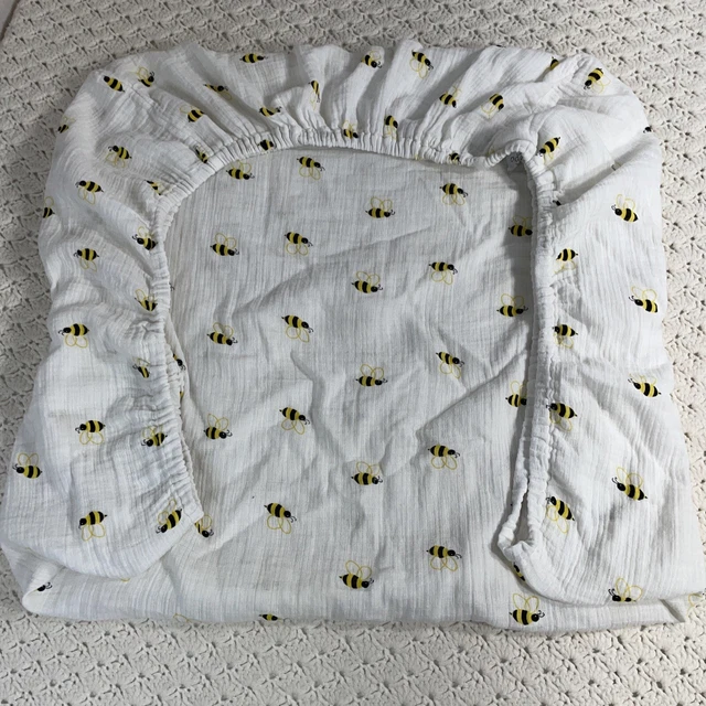 Aden + Anais Organic Fitted Crib Sheet Bumble Bees 50" x 28" x 8" Muslin