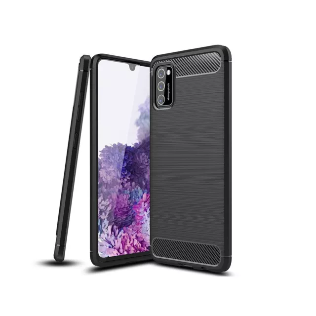 Cover Antiurto In Carbonio Per Samsung Galaxy A41 Custodia Tpu Rugged Nera A 41