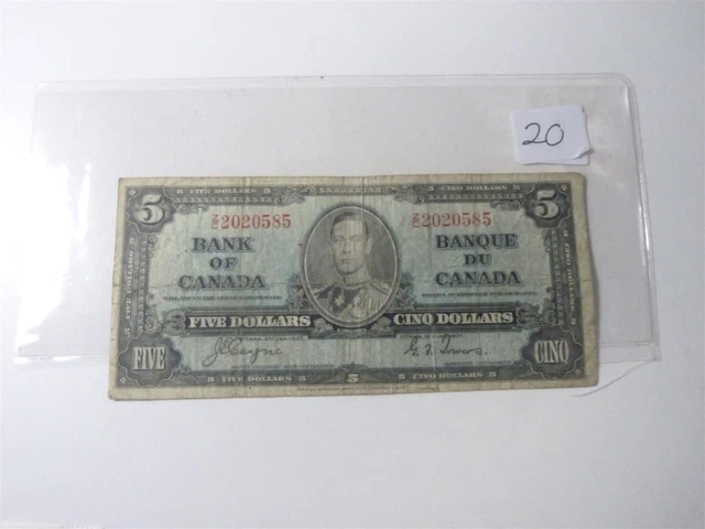 Canada Banknote 1937 5 Dollar   No20