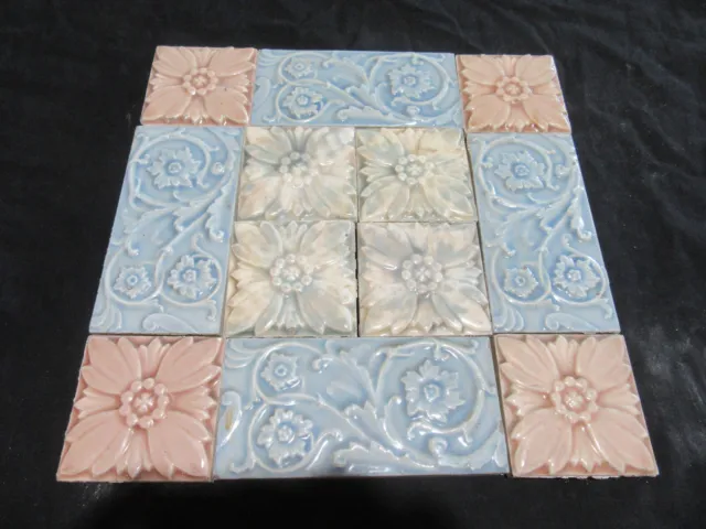 ~ Great Antique Victorian 12 Piece Tile Set Trent ~ 12 X 12 ~ Salvage