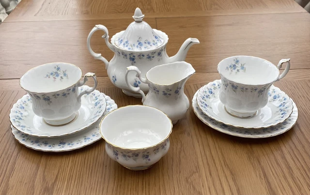 Royal Albert ""Memory Lane"" Set da tè piccolo 2 trii teiera ciotola zucchero brocca latte