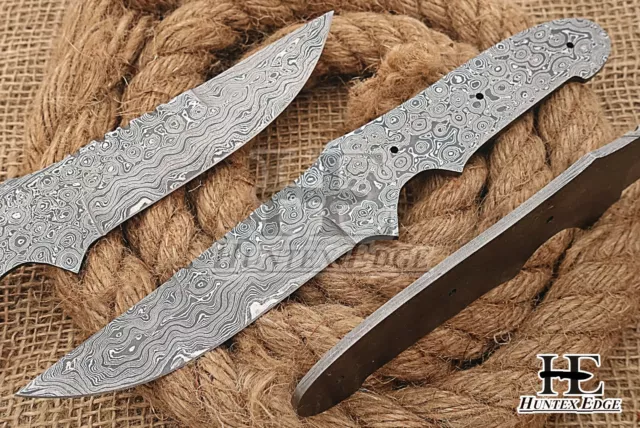 HUNTEX Custom Hand-Forged Damascus Steel 230 mm Long Full-Tang Blank Blade Knife