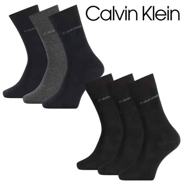 Calvin Klein Dress Socks Combed Flat Knit Cotton Rich Crew Suit Sock (3 PAIRS)