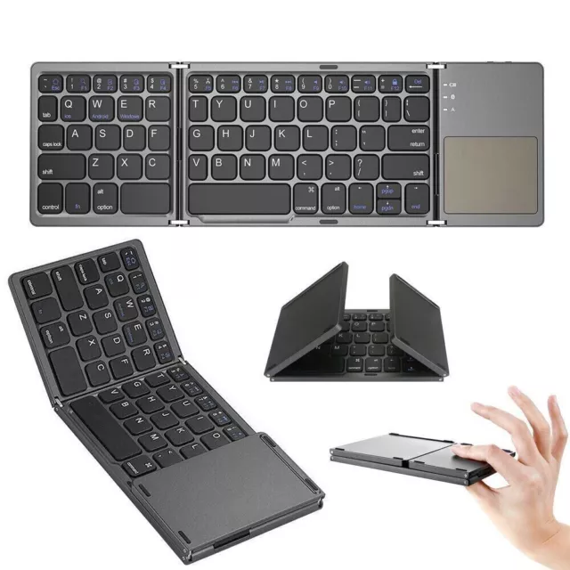 Foldable Bluetooth Keyboard with Touchpad, Rechargeable Keyboard UK Layout Mini