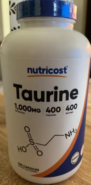 Nutricost taurina 1000 mg, 400 cápsulas - sin gluten y sin transgénicos