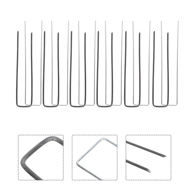 Swpeet Kit de 201 pièces d'agrafes de jardin en forme de U pour aménagement paysager et joint de fixation en plastique avec crochet de ramassage, agrafes de pelouse de jardin pour tuyaux