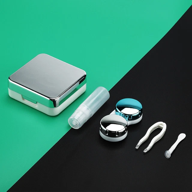 Juego de fundas de lentes de contacto con cubierta reflectante lindo encantador kit de viaje caja chw