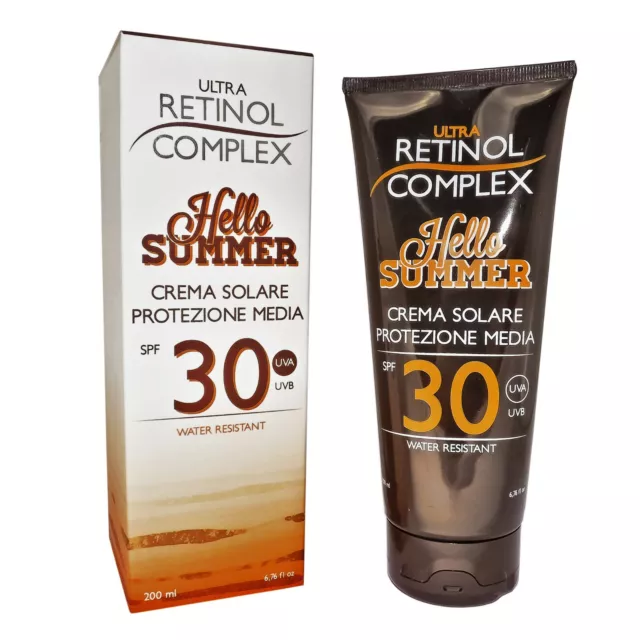 Retinol Complex Hello Summer Crema Solare Protección Media SPF30 Uvas Uvb 200ML