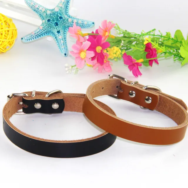 Adjustable Pet Dog Collars Leash Neck Strap Traction Rope Cat Cowhide PU Leather