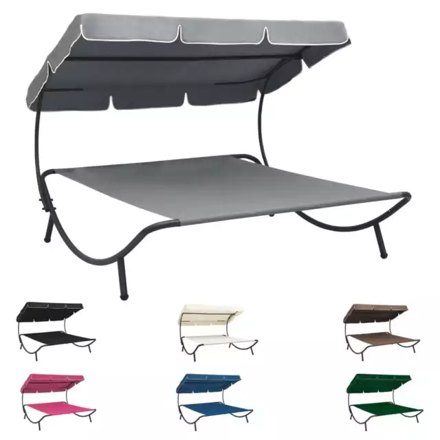 Lit de Repos Extérieur avec Auvent Chaise Longue Bain de Soleil Transat