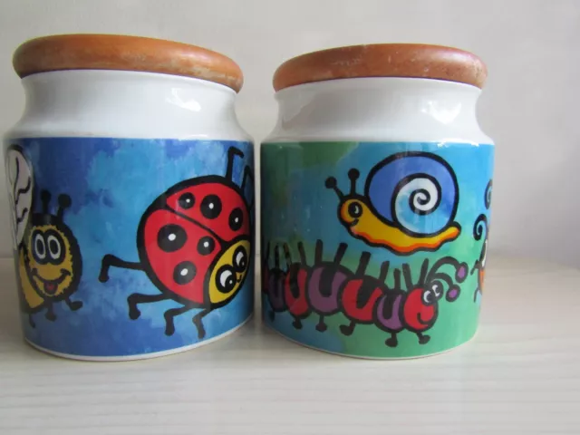 Two Dunoon Pottery Creepy Crawlies By Jane Brookshaw Kitchen Storage Jars.