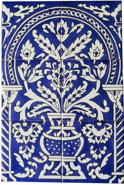 Carreaux De Céramique Peints à La Main Bleu Et Blanc 30x45cm - Neuf Pour Mosaïque