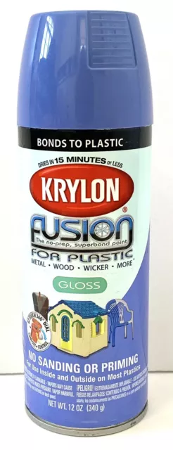 Krylon Fusion for Plastic Spray Paint 2333 Blue Hyacinth Gloss, 12 oz