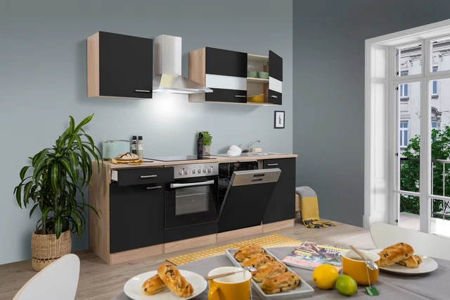 Cucina attrezzata cucinino di Rovere Nero Merle 220 CM