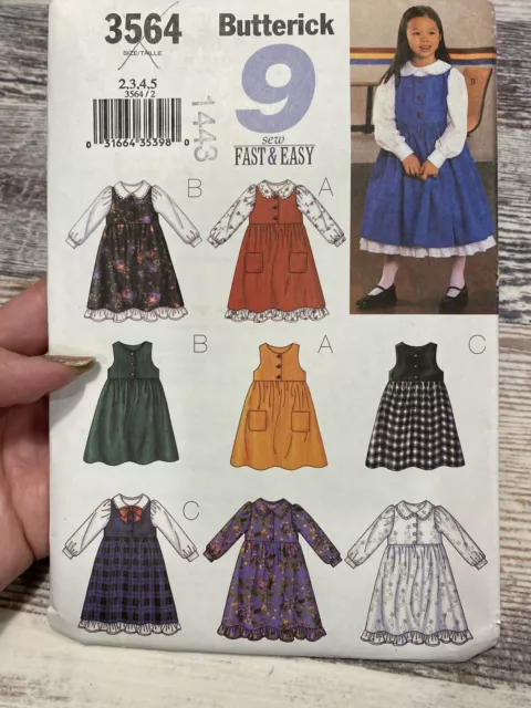 Butterick Girls Dress Sewing Pattern 3564 Size 2-5 Uncut