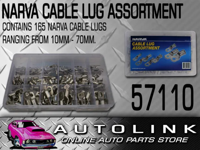 Narva 57110 Battery Cable Lug Lugs Assortment Kit 165 Pce B&S Lead Terminals