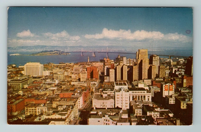 San Francisco CA- California, Aerial View Town Area, Vintage Postcard