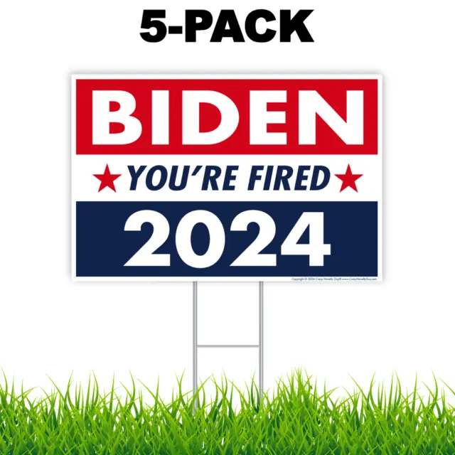 Joe Biden You're Fired 2024 Yard Sign, 18" x 12", H-Stake (5 Signs Wholesale)