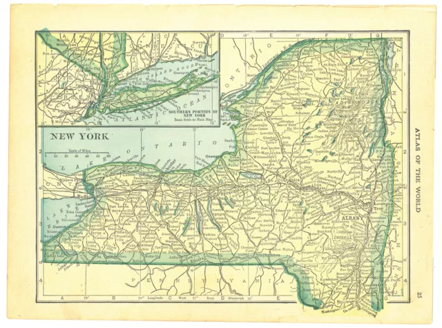 1911 Vintage Atlas Map Page (New York on one side - New Jersey on one side)