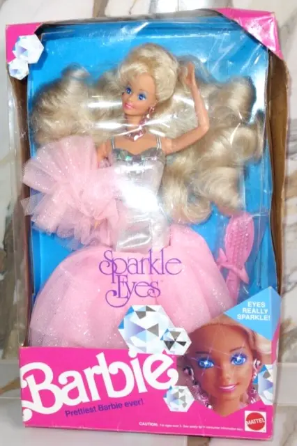 1991 Vintage Sparkle Eyes Barbie Doll Blonde Hair Mattel NEW in Damaged Box