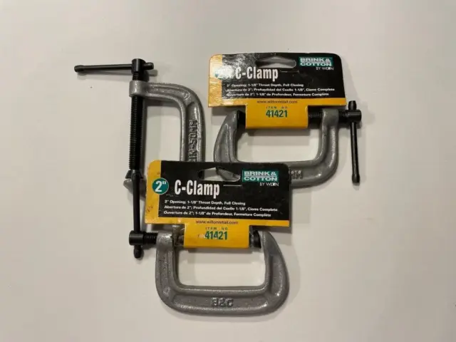 Lot of 3 New Brink & Cotton 2" C Clamps~Item 41421~USA-NWOT