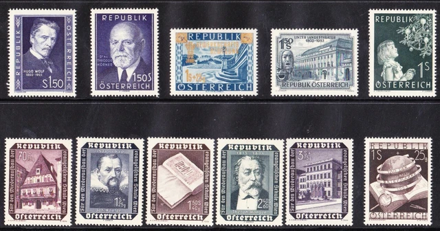 Österreich 1953 ANK 994-1004, Mi 981-995 ** kompletter Jahrgang 1953 postfrisch