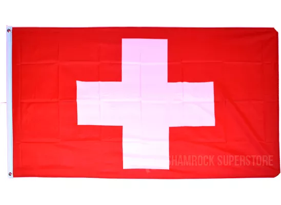 Switzerland Large Flag 5 x 3 FT - 100% Polyester With Eyelets - Europe