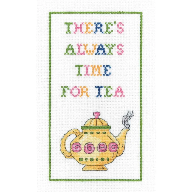 Kit punto croce contato Heritage Aida "Time for Tea (A)", KSTT1649-A, 11x20,5cm,