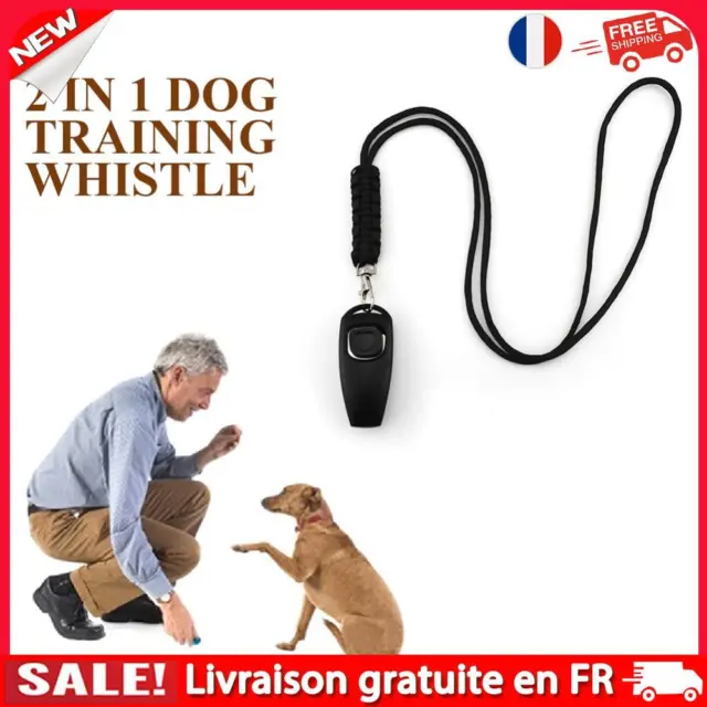 Dog Training Whistle Clicker Aid Guide Stop Barking Trainer Key Chains (Black)
