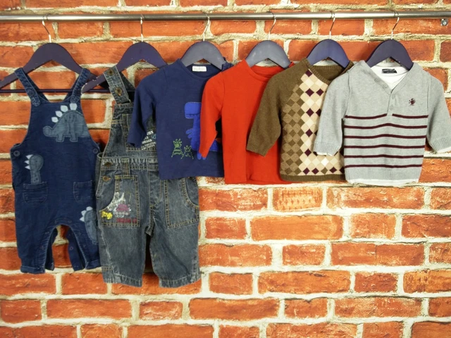 BABY BOY BUNDLE AGE 3-6 MONTHS NEXT M&S etc TOP T-SHIRT JUMPER DUNGAREES 68CM