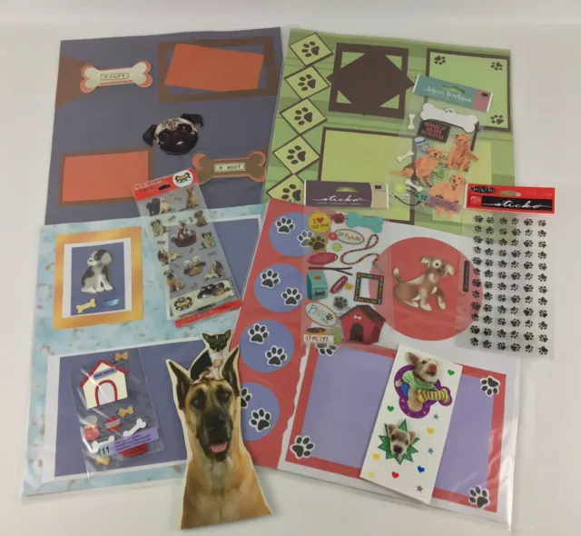 Lote de pegatinas de álbum de recortes páginas prefabricadas cachorro perro 12x12 mangas protectoras 3D
