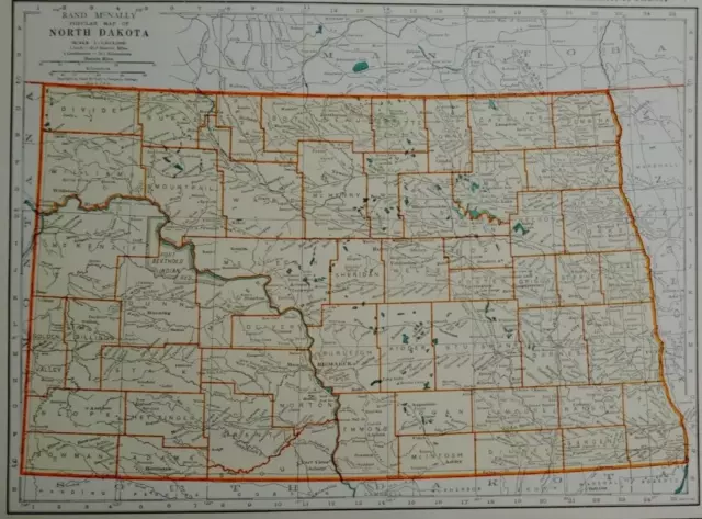 L@@K! Vintage 1940 World Atlas Maps of North Dakota, ND & North Carolina, NC OLD