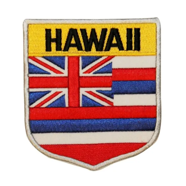 State Flag Shield Hawaii Patch Badge Travel USA Embroidered Iron On Applique