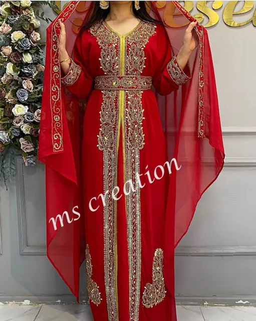 SALE New Moroccan Dubai Wedding Kaftans Farasha Abaya Dress Very Fancy Long Gown