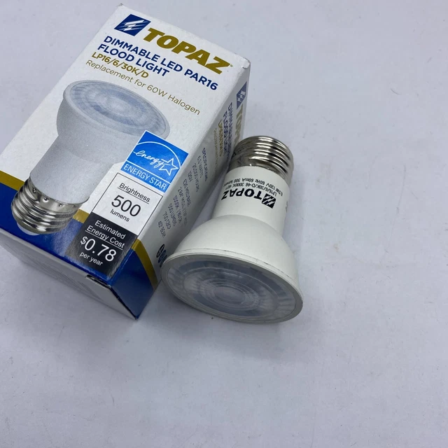 LOT OF 10 Topaz Dimmable LED PAR16 Flood Light LP16/6/30K/-46 6.5 Watt/3000K