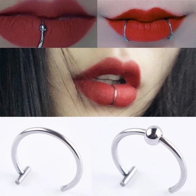 Surgical Steel Hoop Open Lip Nose Piercing Stud Earring Septum Fake Body Jewelry