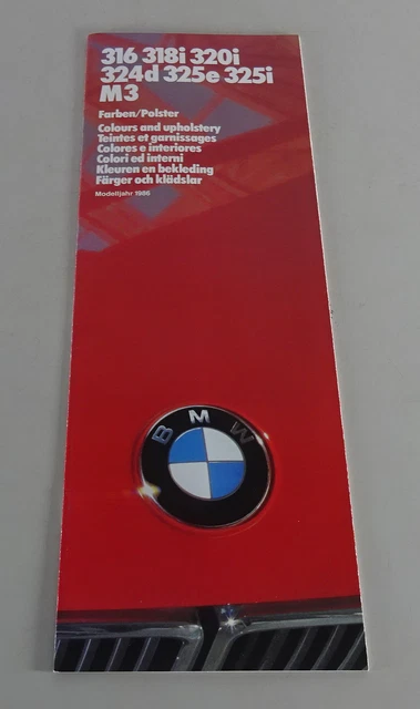 Prospetto Colori/Imbottitura BMW E30 316 318i 320i 324d 325e 325i M3 Stand 02/