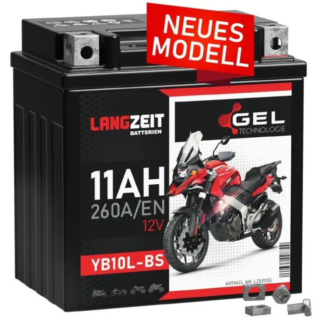 Langzeit YB10L-BS GEL Motorradbatterie 11Ah 12V YB10L-A2 YB10L-B YB10L-B2 51113