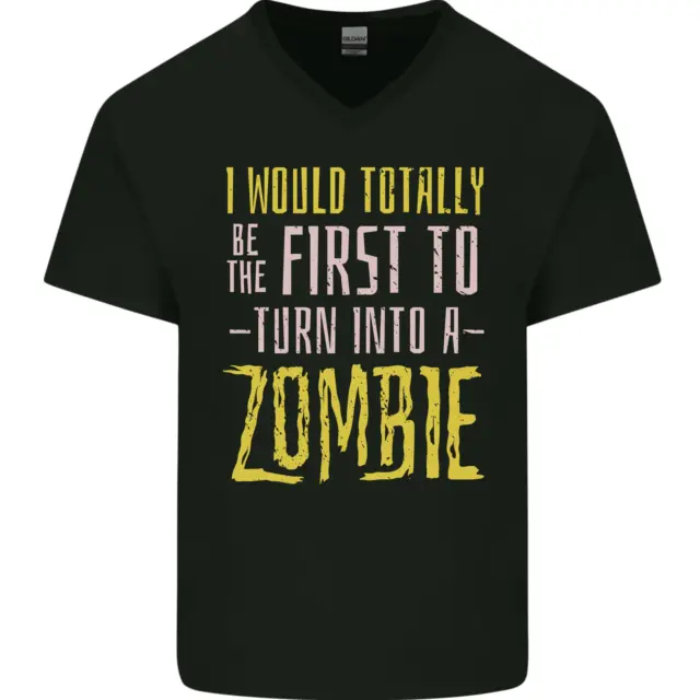 Zombie Apocalypse Divertente Halloween Frase Uomo Scollo A V Cotone T-Shirt