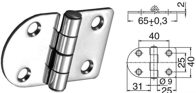Charnière Inox 65x40 MM Marque Osculati 38.441.69