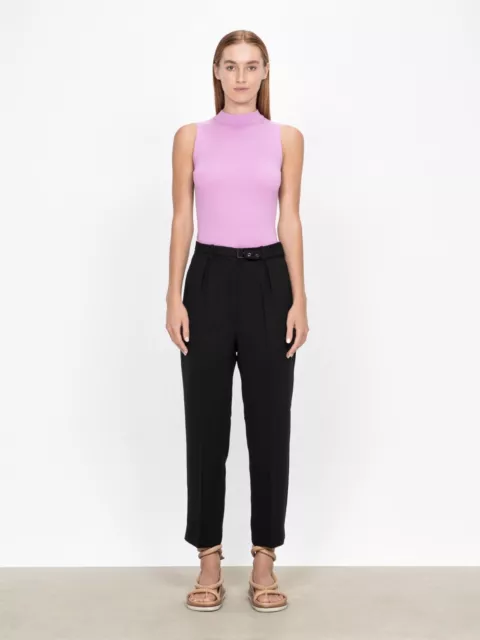 Current Veronika Maine Black Belted Straight Leg Pleated Pant