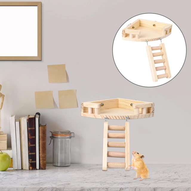 Piattaforma In Legno Naturale Per Criceto | Pedana Rettangolare Per Gabbia | Giocattolo E Decor Per Piccoli Animali | Dimensioni 31 X 11.5 X 1.4 Cm