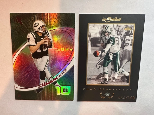 Chad Pennington Jets 2X SSP Lot 2004 Fleer Inscribed Black /199 + Fleer  E-X /55