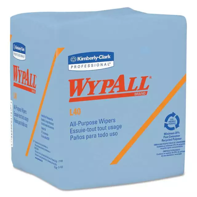 WypAll* L40 Wiper, 1/4 Fold, Blue, 12 1/2 x 12, 56/Box, 12 Boxes/Carton 2