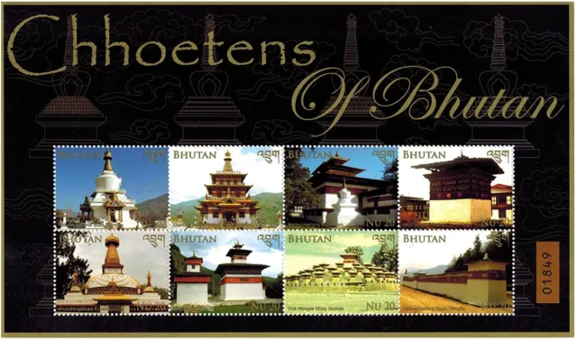 Bhutan 2014 Chhoetens Buddha Buddhism Religion Temple Stamp Sheetlet